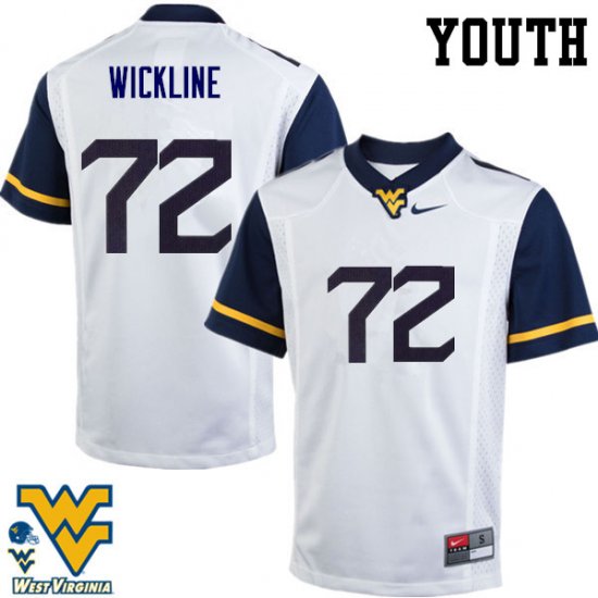 Youth West Virginia Mountaineers NCAA #72 Kelby Wickline White Authentic Nike Stitched College Football Jersey DA15A46VA